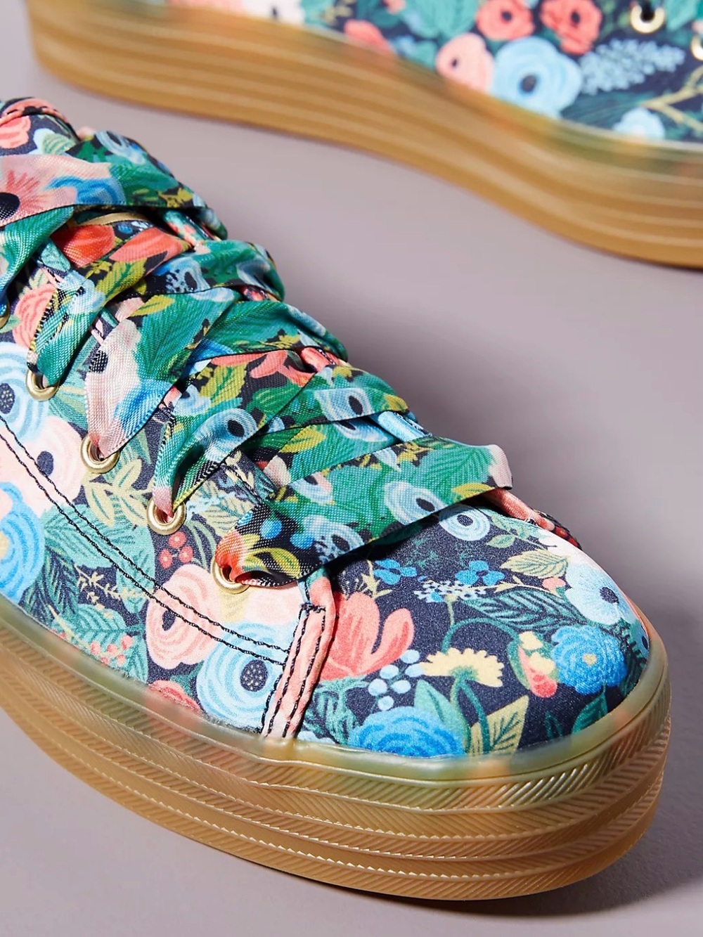 Anthropologie Keds x Rifle Paper Co. Garden Party Platform Sneakers, Size 6.5 - Picture 3 of 12